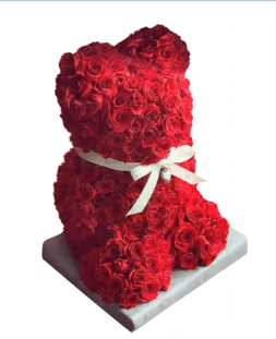мишка из настоящих роз