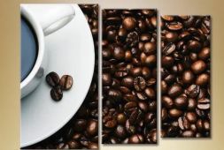 Модульная картина "Чашка и зерна кофе"