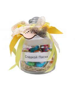 баночку с шоколадными яйцами к Пасхе