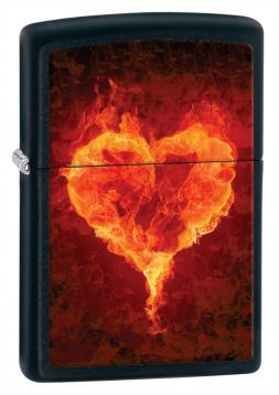 ZIPPO 28313 Flaming Heart Black Matte