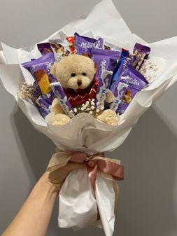 Сладкий букет с мишкой