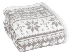 Pătură NORWAY Flanel Gri/Alb