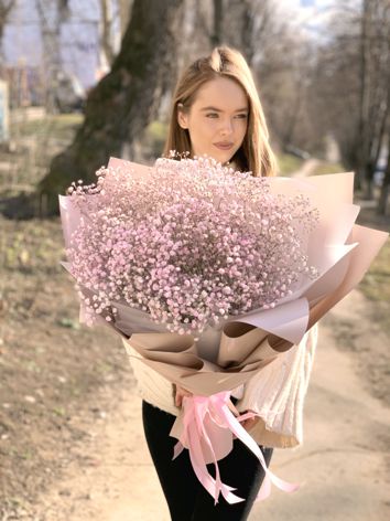 Букет из розовой гипсофилы