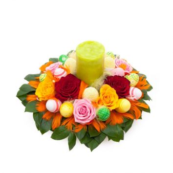 Пасхальная корзина со свечой