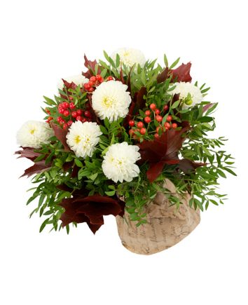 Букет с белыми георгинами