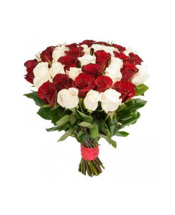 букет из белых и красных роз