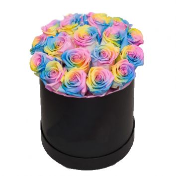 Радужные розы в коробке