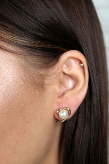 Earrings "Heart with pearls"