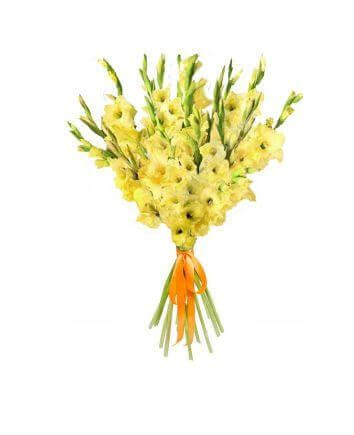 Букет с желтыми гладиолусами
