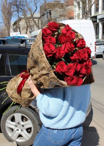 Красные розы Премиум 80 см