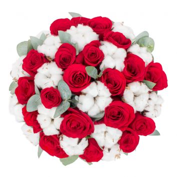 Розы с хлопком в коробке