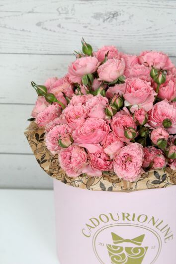 Delicate roses in a box